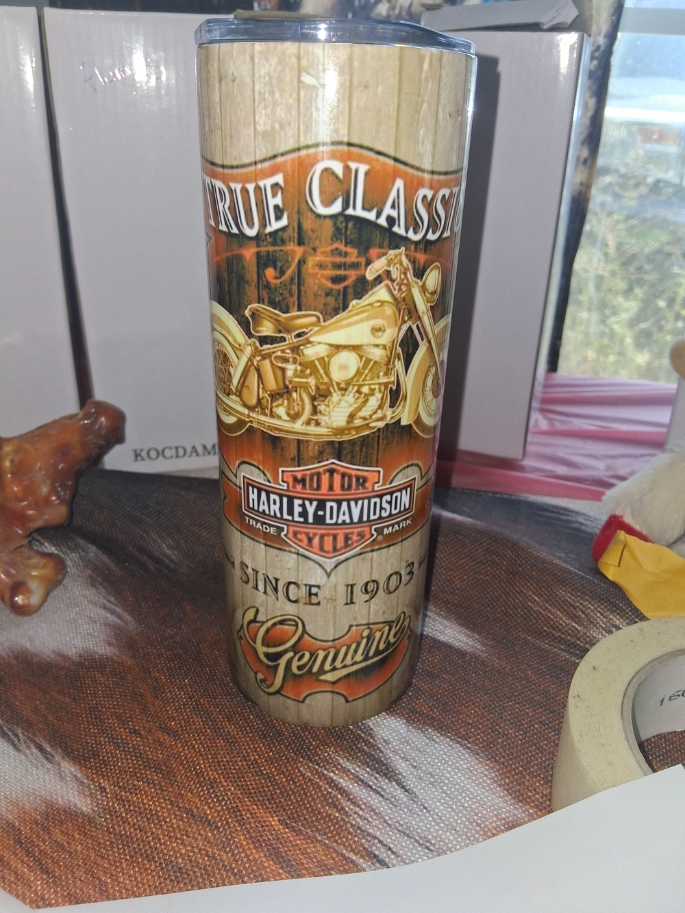 Harley-Davidson True Classic Brown Orange Travel Tumbler